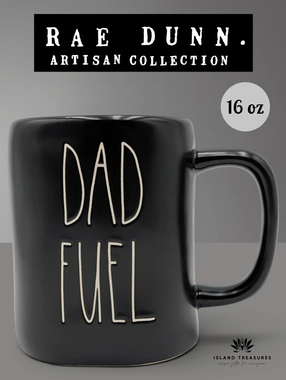 Rae Dunn Dad Fuel Artisan Collection 16oz Black Ceramic Mug Gift for Dad